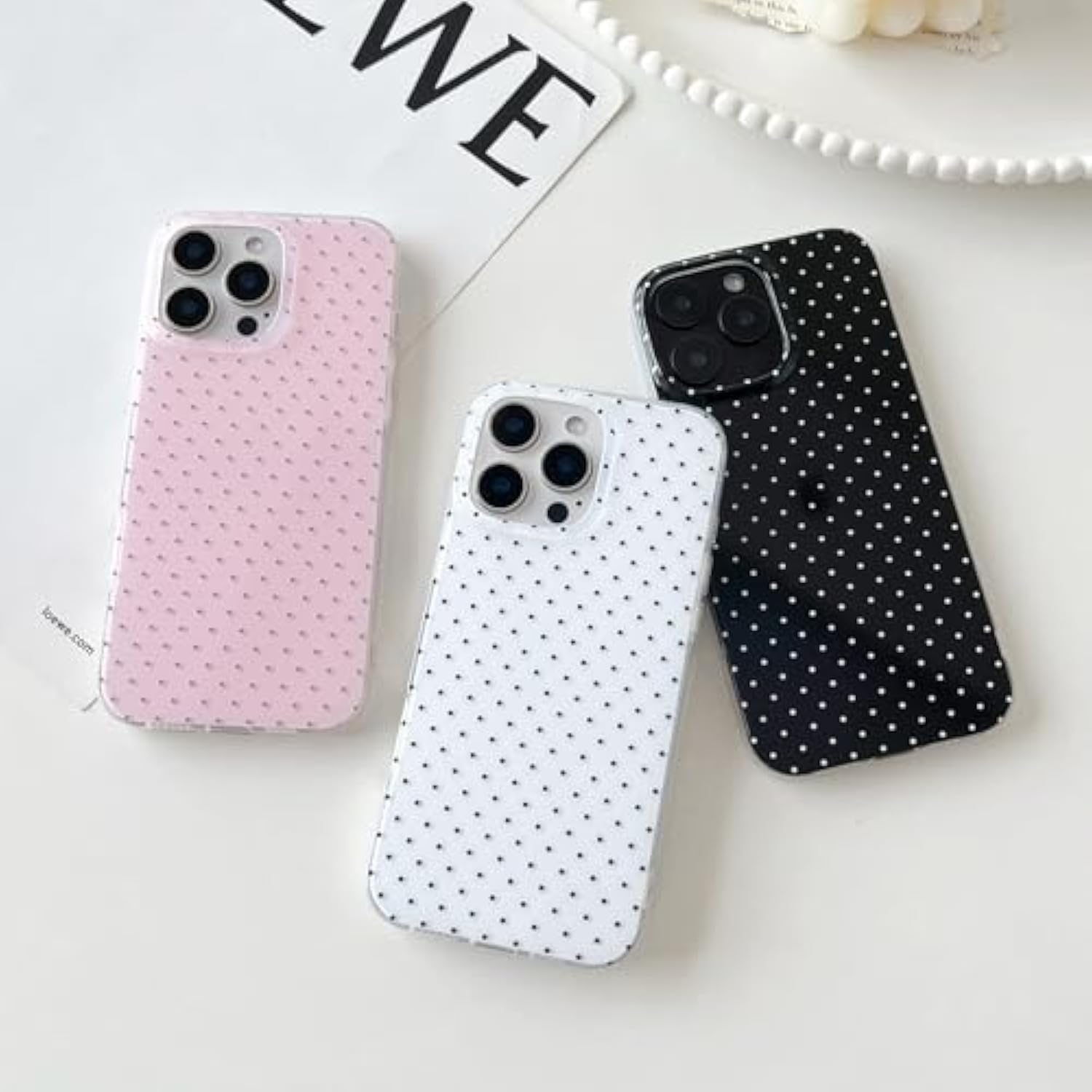 Compatible With Iphone 16 Pro Case, Fashion Cute Aesthetic Polka Dot Pattern Cover For Women, Shockproof Slim Soft Tpu And Hard Pc Protective Phone Case For Iphone 16 Pro 6.3"- White