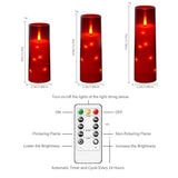 Flameless Candles With Embedded Star String - Battery Operated Led Candles, With Remote,12 Red Flickering Candles For Christmas, Weddings, Home Decor & Party,(D 2.3"×H 5" 6" 7")