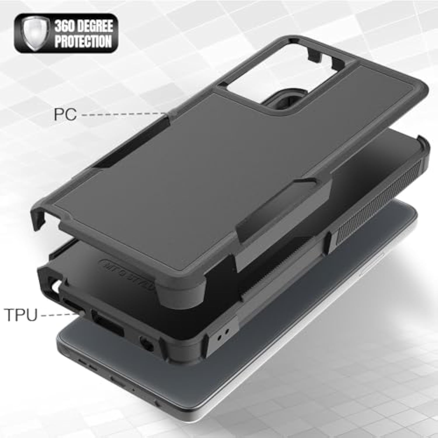 For Moto G Stylus 5G 2024 Case: Dual Layer Protective Heavy Duty Cell Phone Cover Shockproof Rugged With Hd Screen Protector - Military Protection Bumper Tough - Motorola Moto G Stylus 5G 2024, Black