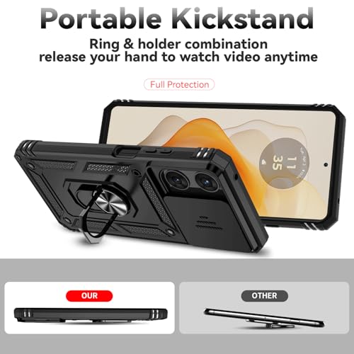 Phone Case For Motorola Moto G 5G 2025/Moto G 5G 2026/Moto G Play 2026 Case With Hd Screen Protector & Slide Camera Cover & Kickstand, [Military-Grade] Phone Case, Black