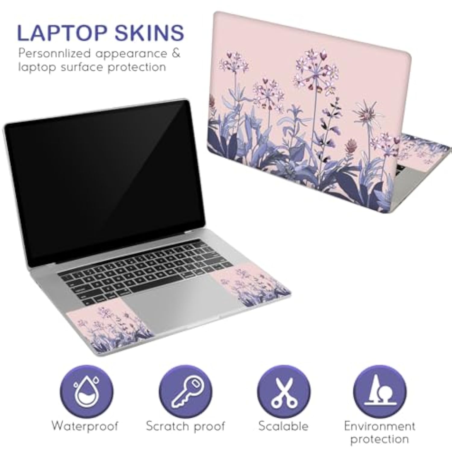 16" 16.5" 17" 17.3 Inches Laptop Skin Sticker Decal Netbook Skin Sticker,17" Flora Universal Reusable Notebook Art Decal Protector Cover (Flowers Plants)