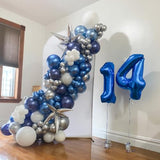 97pcs Blue White Silver Balloon Garland Kit for Birthday, Baby Shower, Wedding