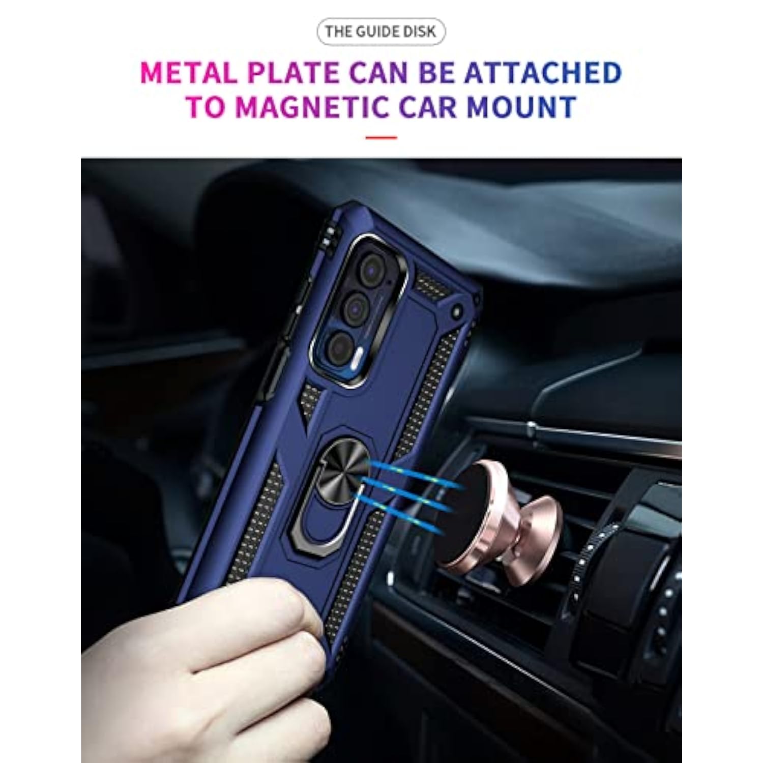 For Moto Edge 2021 Case,With Screen Protector,[Military Grade] 16Ft Drop Tested, Magnetic Kickstand Protective Case For Moto Edge 5G Uw, Blue
