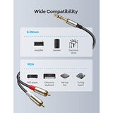 1/4 To Dual Rca Audio Cable, Gold Plated Copper Shell Heavy Duty 6.35Mm Quarte