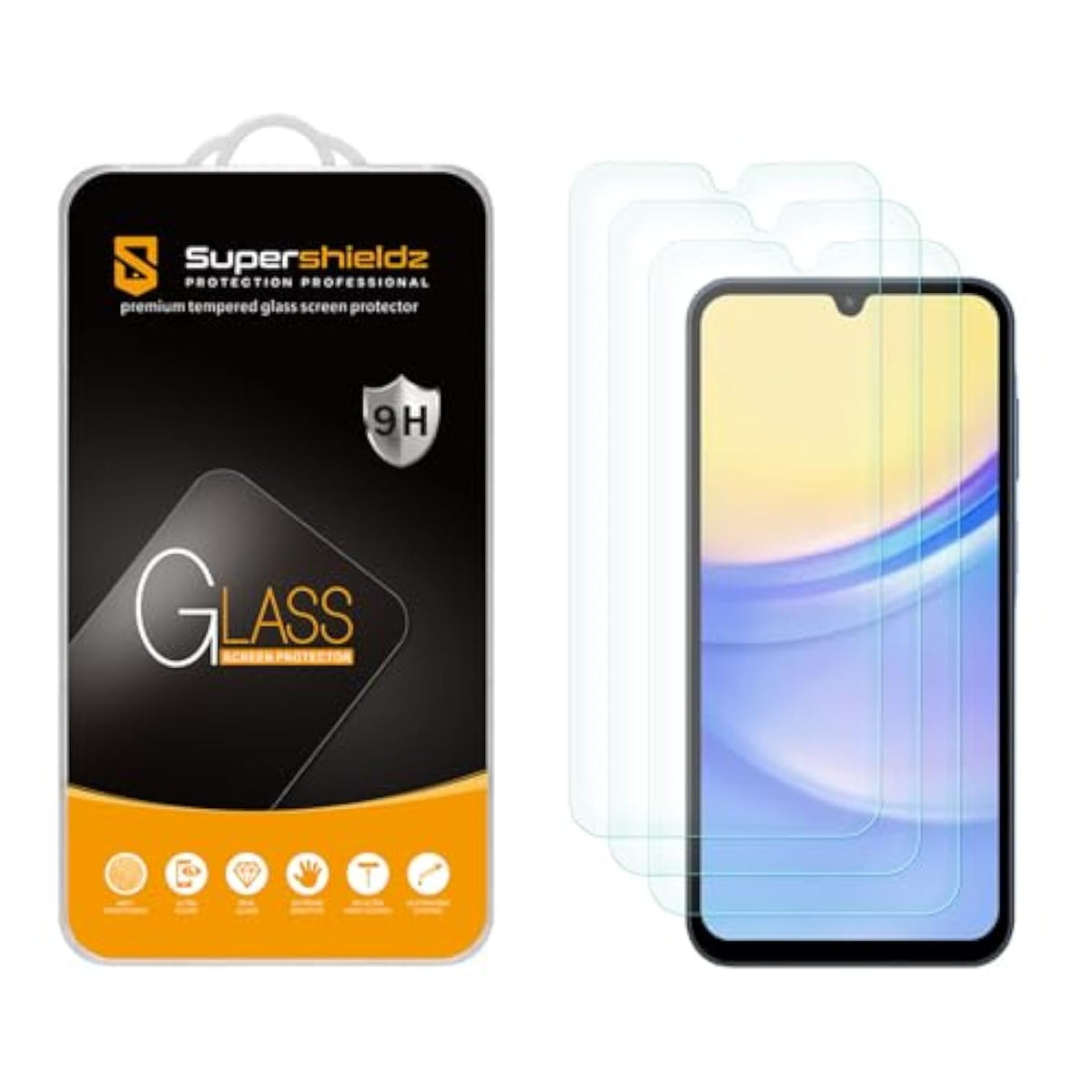(3 Pack) Designed For Samsung Galaxy A15 5G Tempered Glass Screen Protector, Anti Scratch, Bubble Free
