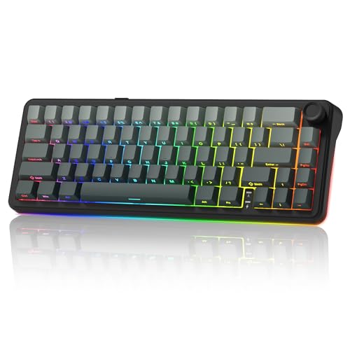 Womier L65 60% Mechanical Keyboard With Knob,4000Mah,Tri Mode Usb-C/Bt5.0/2.4G,Rgb Backlit,Hot Swap,Shine Through Keycaps,Linear Switch,Gasket Mounted Wireless Gaming Keyboard For Pc/Mac(Black)