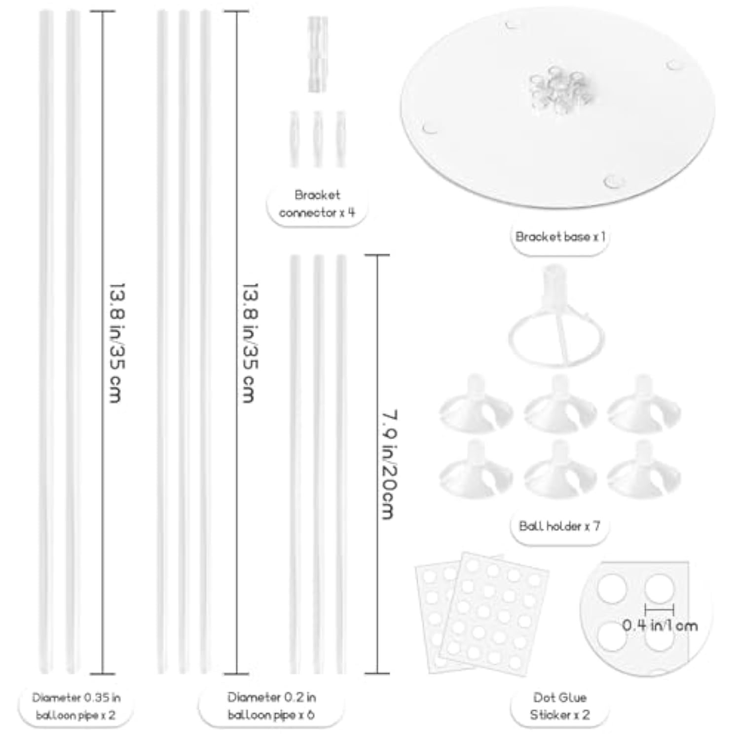 6-Set Balloon Stand Kit with Bases for Table & Floor Party Decor