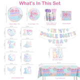 10th Birthday Party Tableware Set: "In My Double Digits Era" - Serves 25