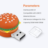 32Gb Usb Flash Drive Hamburger-Shaped, Borlterclamp Novelty Usb Drive Thumb Drive Memory Stick For External Data Storage