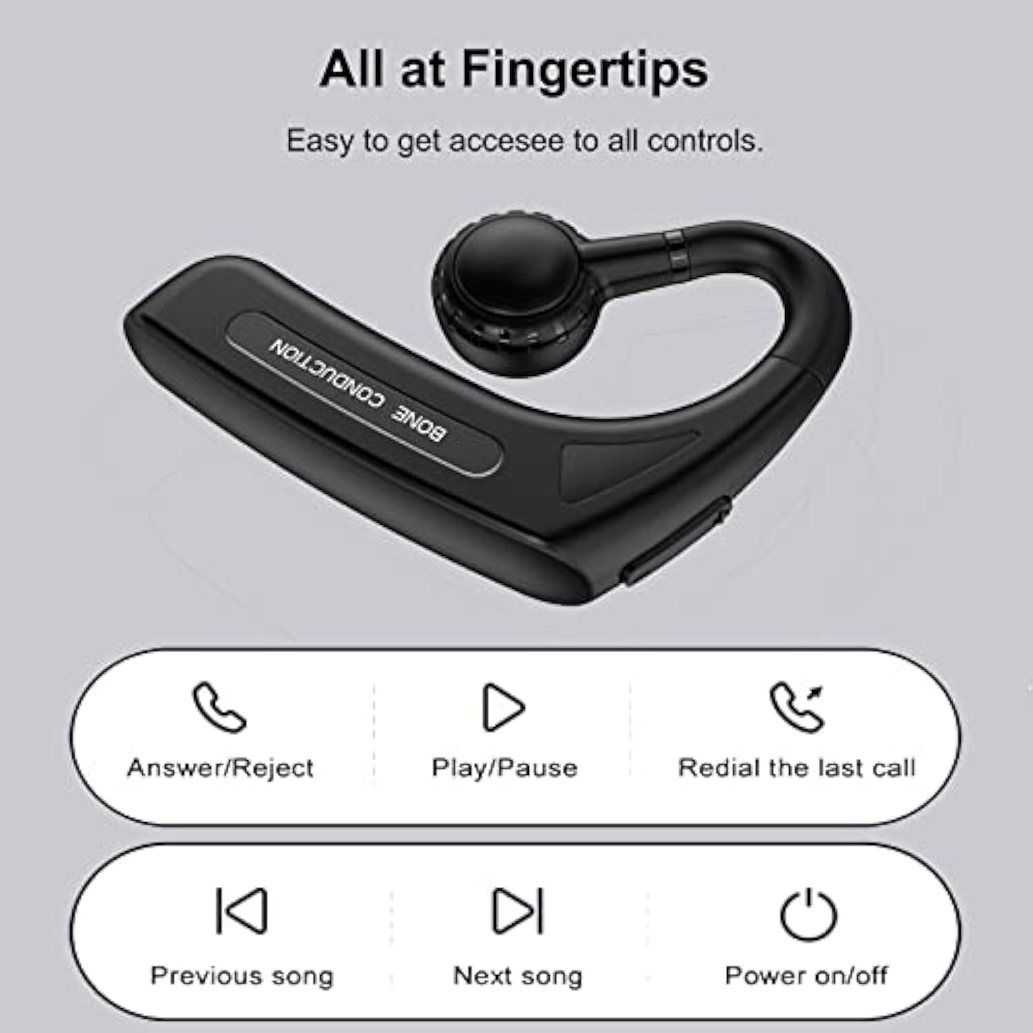 Open Ear Headphones Bluetooth Single Bone Conduction Wireless Earbuds With Ear