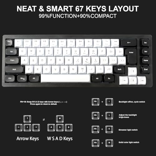 Wired Rgb Gaming Membrance Keyboard. 65 Percent Mini Creamy Led Computer Keyboard .Small Ergonomic Clicky Teclado With Abs Backlit Unreplaceable Keycaps. For Pc Laptop Mac Gamer. (Wb1)