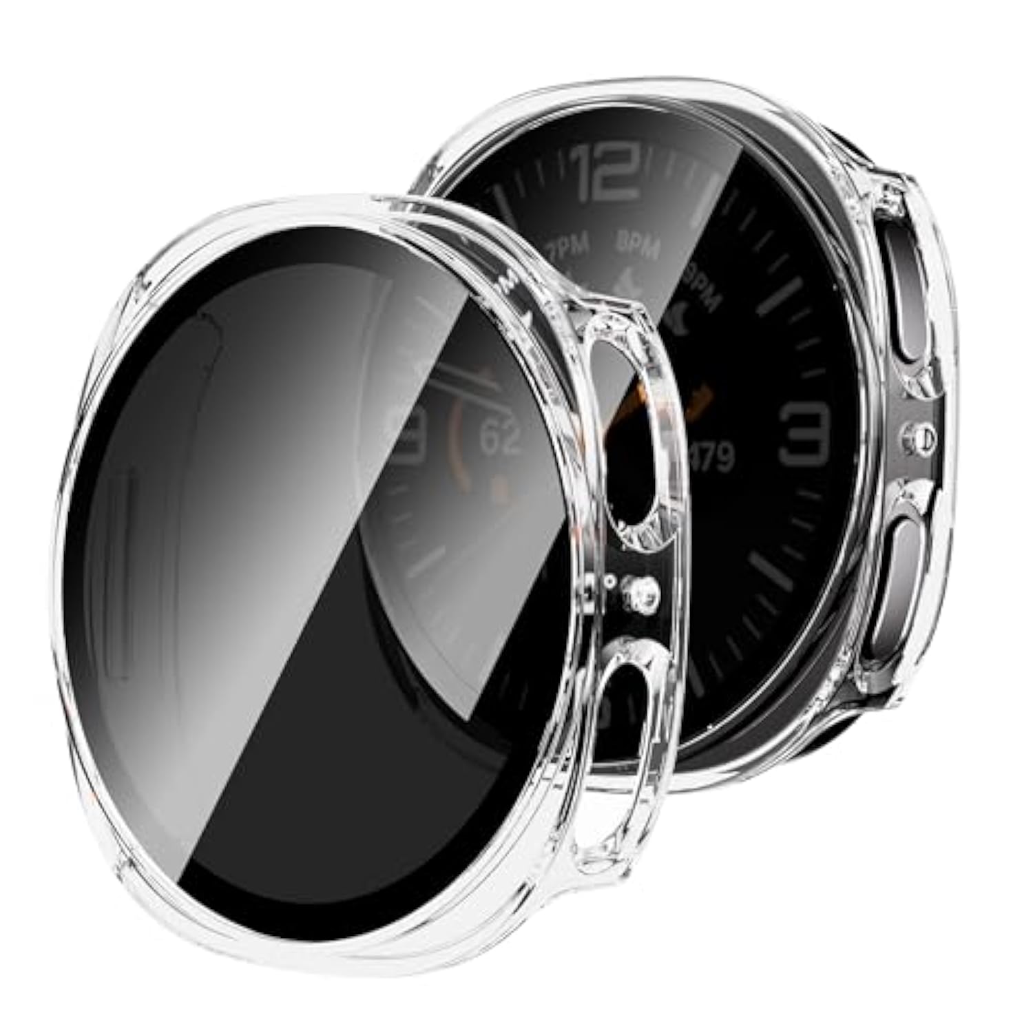 2-Pack Hard Pc Privacy Screen Protector Case For Samsung Galaxy Watch 8 44Mm,Full Protective Cover,Ultra-Thin Bumper With Tempered Glass For Galaxy Watch 8 44Mm, Clear+Clear