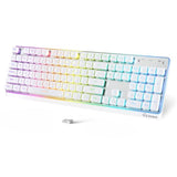 M104 Rgb Wireless Keyboard, Low-Profile Silent Membrane Keys, 2.4G Bluetooth Usb Wired, Spill-Resistant, Rechargeable Full-Size 104-Key Keyboard For Pc Mac, White