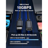 Usb C Extension Cable 10Ft,Usb 3.2 10Gbps Male To Female Type C 3.1 5A Pd240W Fast Charging Cable 4K Video For Switch,Macbook Pro/Air,Ipad Pro,Dell Xps,Surface Book,Psvr2,Usb C Hub,Iphone15 16
