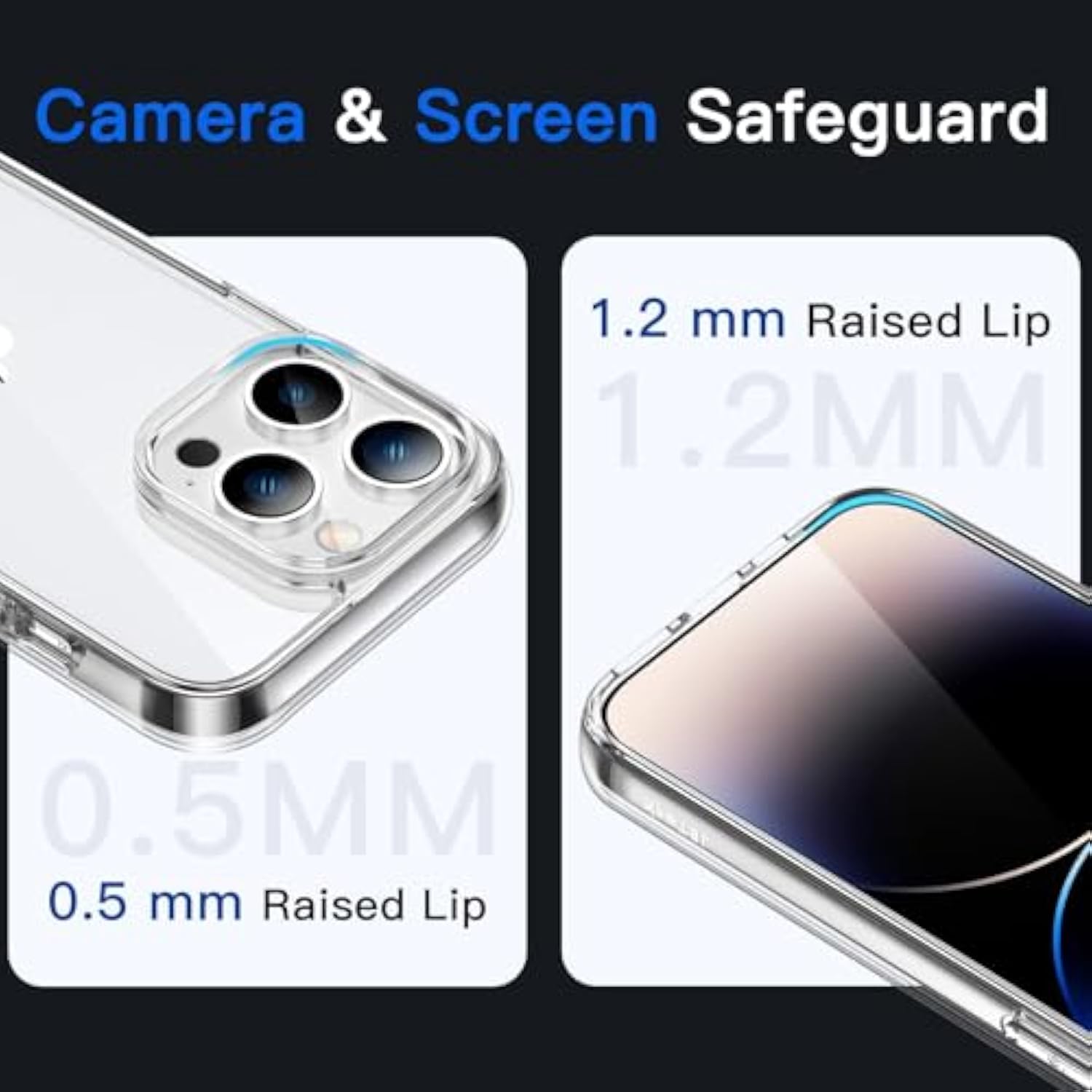 JETech Case for iPhone 14 Pro 6.1-Inch, Non-Yellowing Shockproof Phone Bumper Cover, Anti-Scratch Clear Back (Clear)