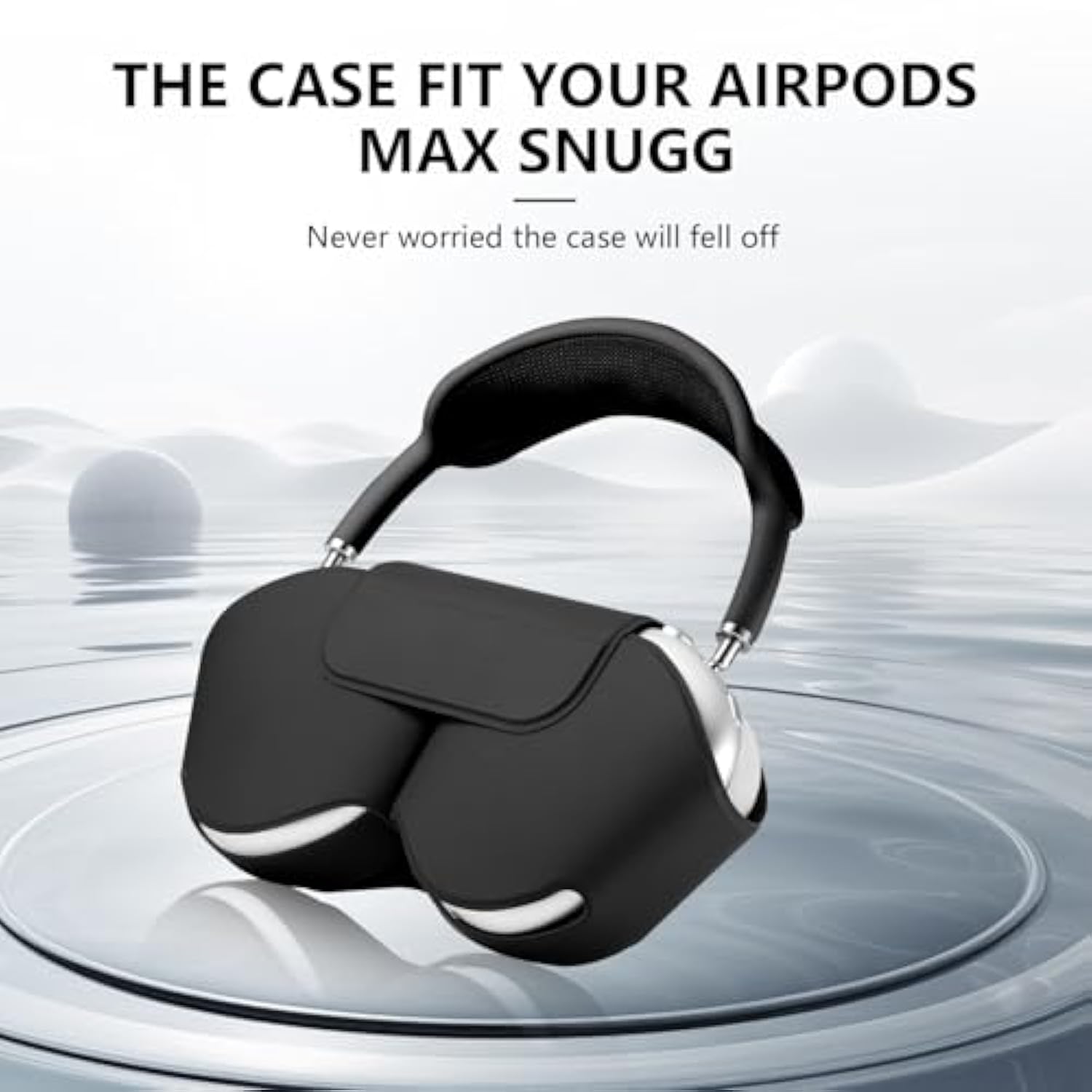 For Apple Airpods Max Case,Smart Case Cover Accessories With Sleep Mode Made By Pu Leather Original Replacement Carrying Case For Airpod Pro Max Headphones, Black