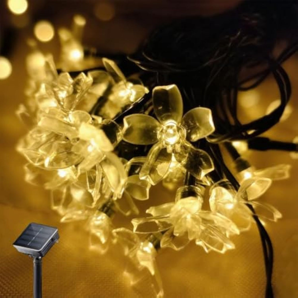 Solar Flower String Lights, 50 Led Outdoor Patio Lights Waterproof, Fairy Lights For Outside Patio Garden Fence Yard Chr