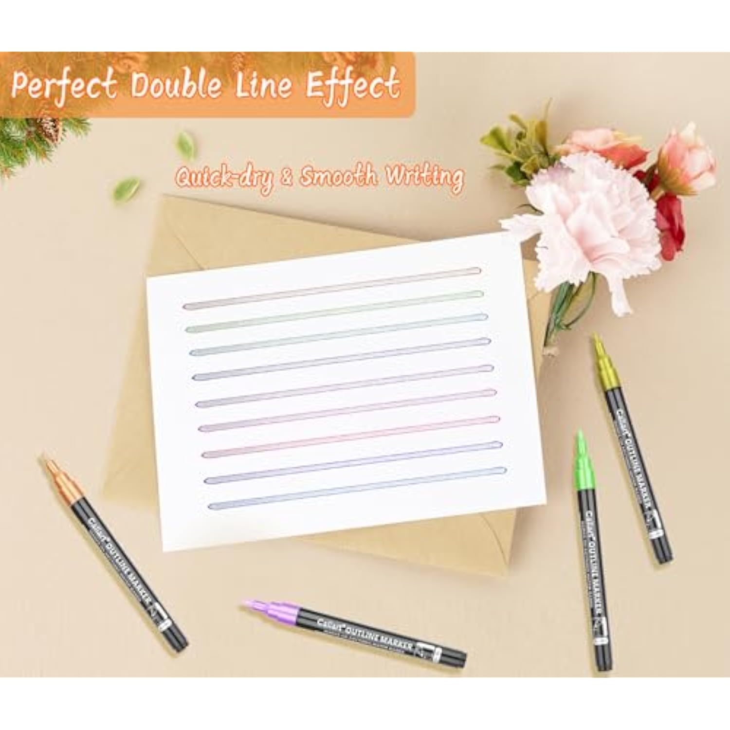 24 Colors Outline Shimmer Markers, Glitter Metallic Marker Pens, Stocking Stuffers For Teen Girls Boys Adults Christmas Gifts Trendy Stuff, Cool Fun Craft Drawing Arts Supplies Set