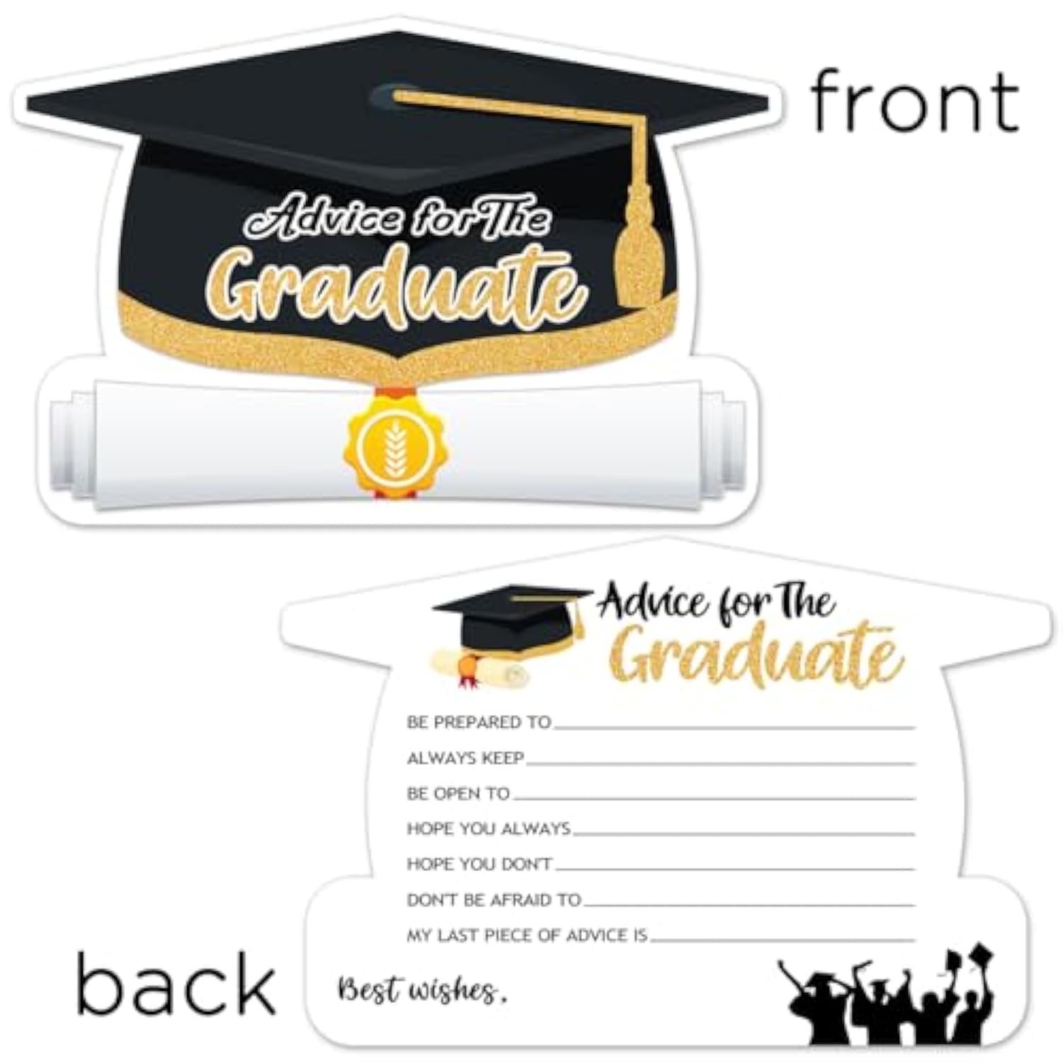 2025 Graduation Advice Cards For The Graduate - Graduation Party Games Ideas Activities Supplies - Grad Celebration - For Graduate Decorations Favor, High School And College(Shaped)(30 Pack)