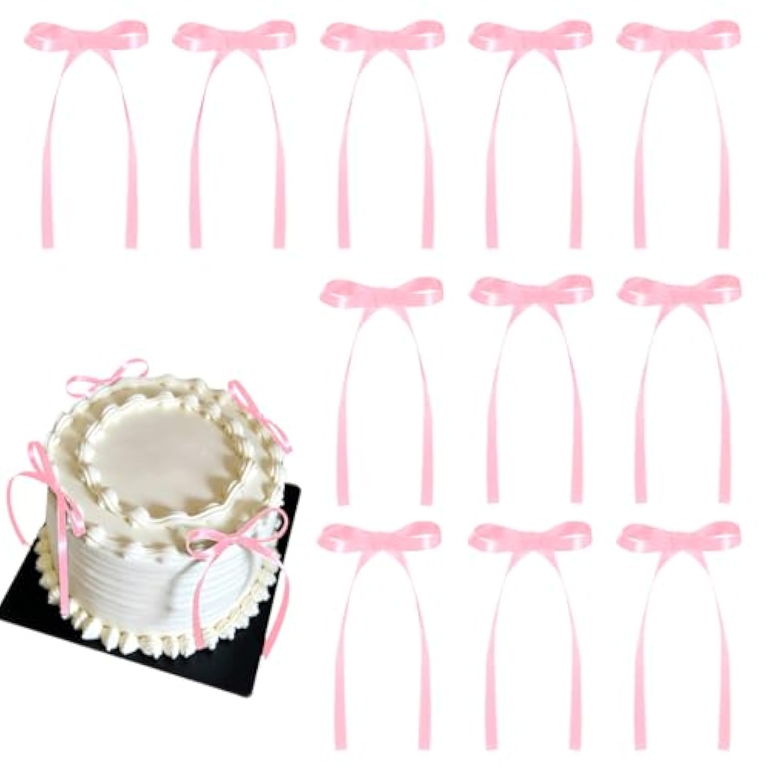 30 Pack Bow Cake Toppers Pink Bows For Cake Coquette Themed Bow Cupcake Toppers Pink Bow Birthday Decorations For Baby Shower Birthday Wedding Bachelorette Party Supplies