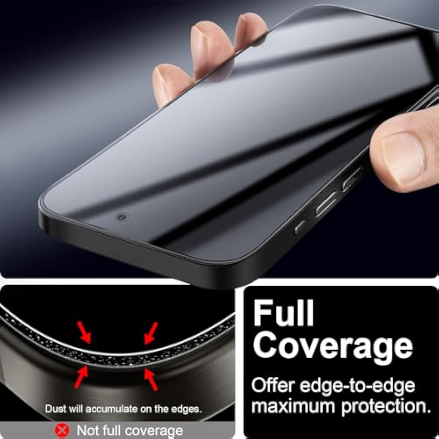 Privacy Screen Protector For Iphone 16 Plus/Iphone 15 Plus Tempered Glass Film, Full Coverage Edge To Edge, Anti Spy Private, 9H Hardness, 2 Pack, 6.7 Inch