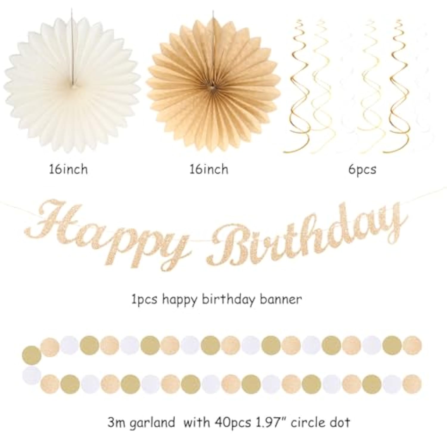 21-Pcs Champagne Gold & Beige Boho Fall Birthday Décor Set