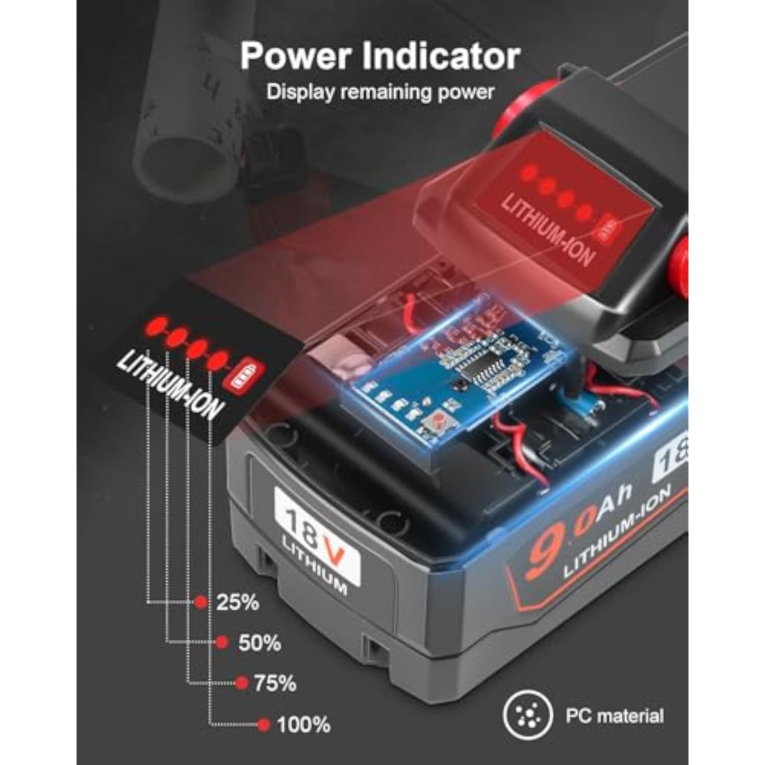 9.0 Ah Replacement For Milwaukee M - 18 Battery (9.0Ah-2P)