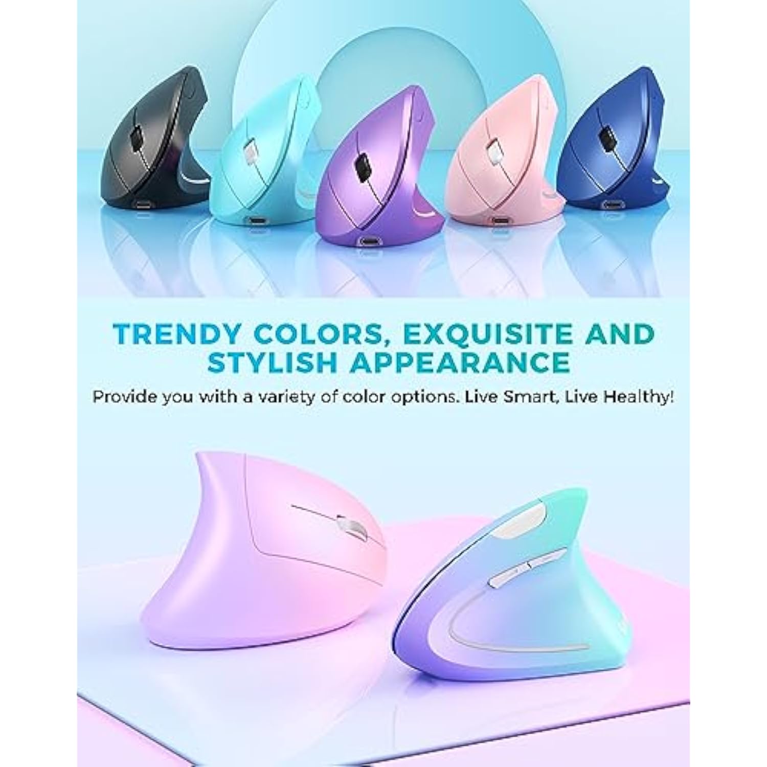 Ergonomic Mouse, Vertical Wireless Mouse Rechargeable 2.4G Optical Carpal Tunn