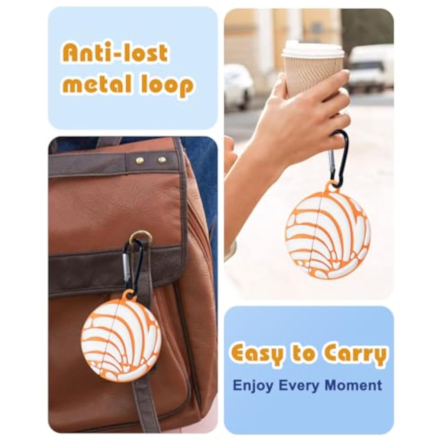 Cute Kawaii 3D Soft Silicone Case Cover with Keychain for AirPods 4, White Bread