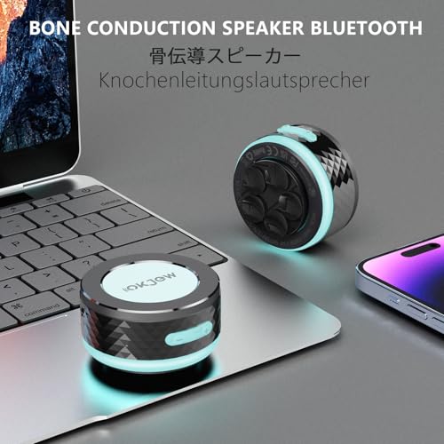 Bone Conduction Bluetooth Speaker with Colorful LED Breathing Lights, Portable Surface-Vibration Speaker, 360° Surround Sound for Home, Outdoor &