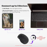 Wireless Mouse, Vertical Ergonomic Mouse With 2.4G Wireless & Bluetooth For 3 Multi-Device Function, Adjustable Dpi Modes, Compatible With Pc, Mac, Laptop - Black