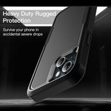 Case for iPhone 15 6.1-Inch, Heavy Duty Dual-Layer Rugged Protection, Shockproof Protective Tough Phone Cover with Matte Back (Black)
