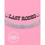Last Rodeo Fringe Banner Black Glitter Silver Iridescent 5.5Ft Western Bachelorette Decor