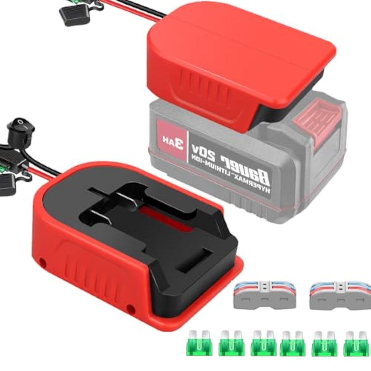 Power Wheel Adapter For Black+Decker 20V Max Lithium Battery With Fuse&Switch?Secure Battery Adapter With 14 Gauge Wire,Good Power Convertor For Diy Ride On Truck,Robotics,Rc Toys And Work Lights
