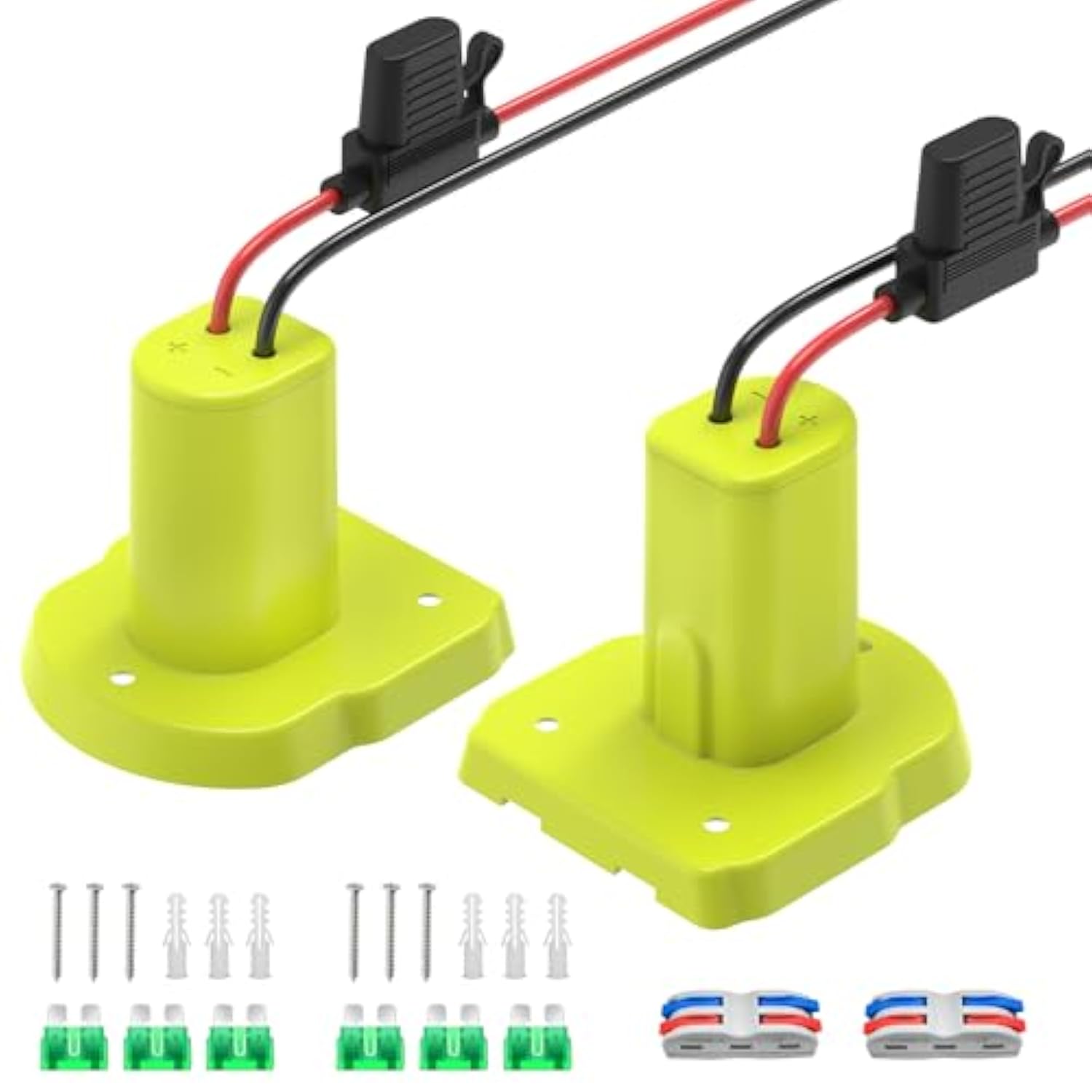2 Pack Power Wheels Battery Adapter For Ryobi 18V One+ Batteries, Battery Converter With 12Awg Wire, Fuses Holder, 30A Fuses, Wire Terminals Kit For Diy Kids Toys Cars Camping