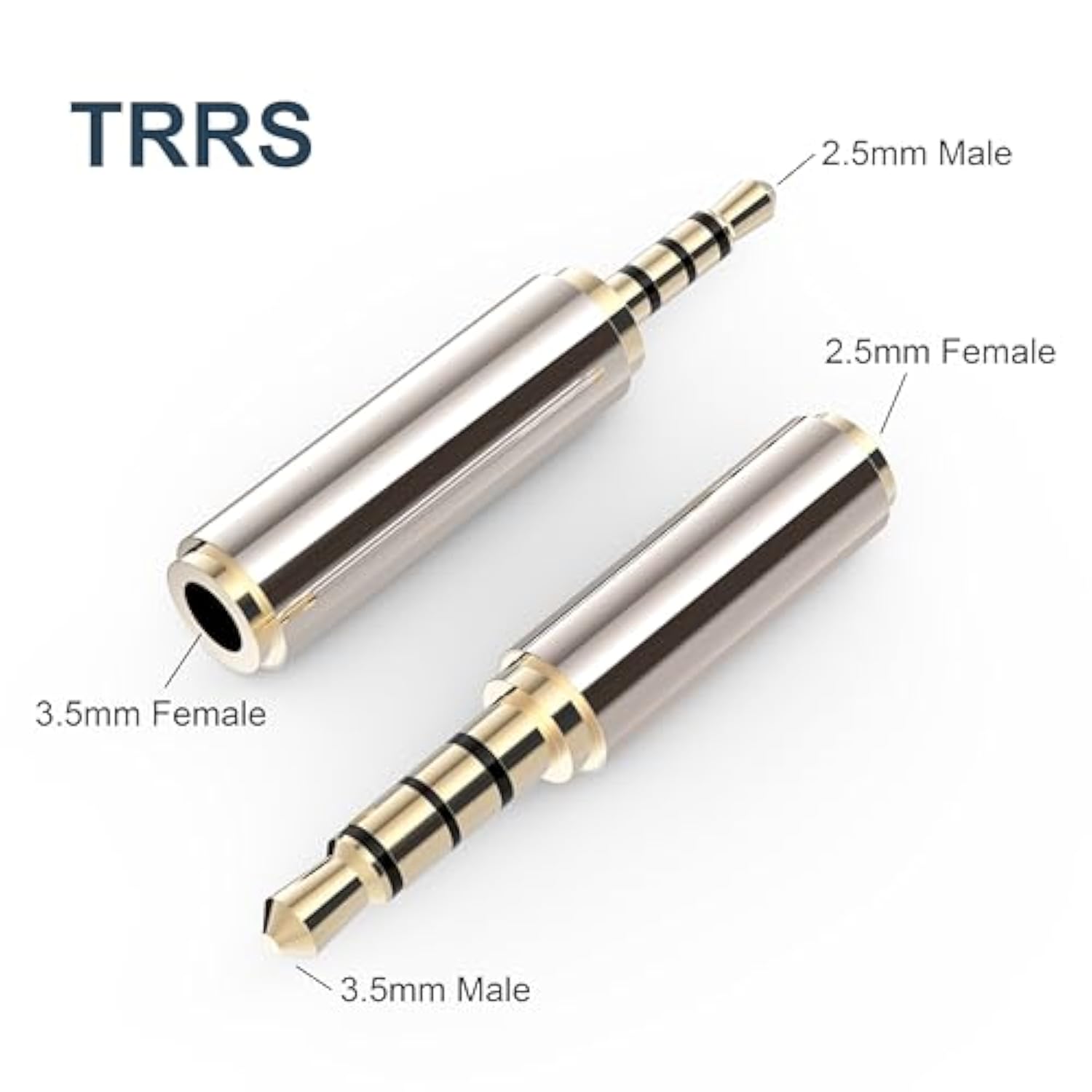 2.5Mm To 3.5Mm Adapter And 3.5Mm To 2.5Mm Adapter, Gold Plated Jack Stereo Full Metal Connector Converter For Smartphones, Headphone, Mic, Tablets Support Mic Function
