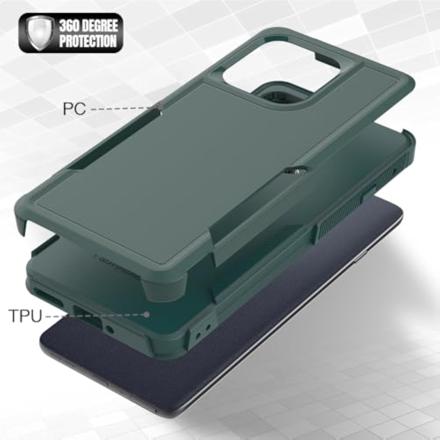 Dual Layer Protective Heavy Duty Cell Phone Cover for Motorola Edge 2025, Dark Green