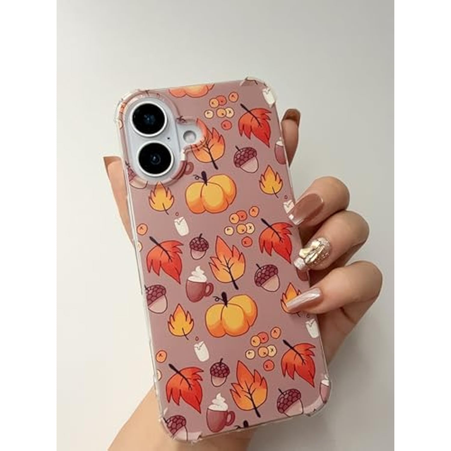 Fall Leaves Pumpkin Acorns Case Compatible With Iphone 12 And Iphone 12 Pro, Aesthetic Autumn Halloween Case For Iphone 12 And Iphone 12 Pro For Teens Men And Women, Cool Tpu Bumper Phone Case Cover