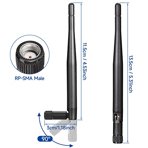 Dual Band Wifi 2.4Ghz 5Ghz 5.8Ghz Replacement Antenna For Furrion Back Up Rv Rear View Backup Camera Truck Tractor Trailer Pickup Suv Vehicle Trail Reverse Monitor Camera Mimo Antennas (2 Pack)