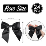 Black Satin Bows 5.5" Bows For Gift Wrapping, Invitations, Baskets, Wreaths & Crafts, 24 Pcs