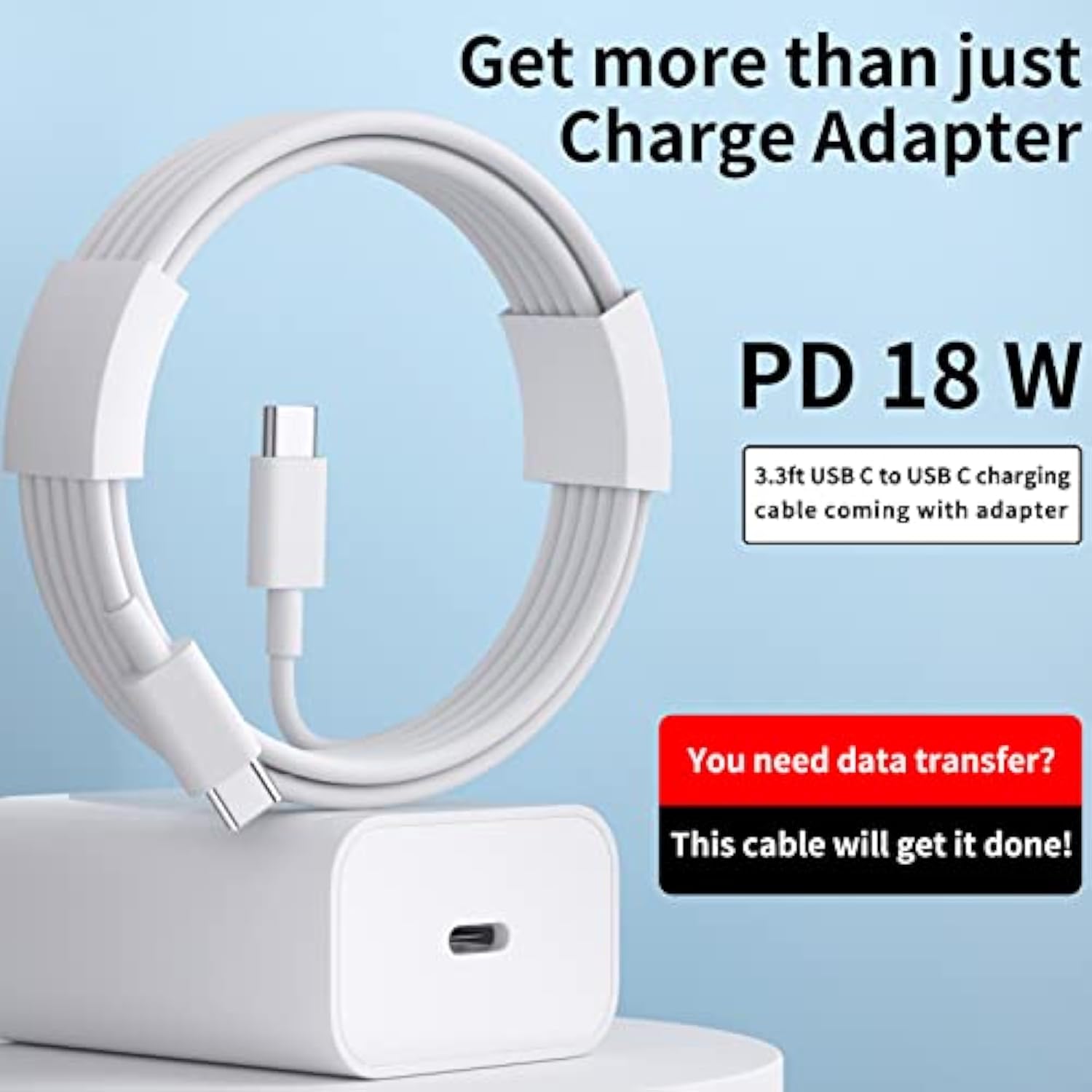 Usb C Wall Charger For Iphone 17 Pro Pixel 10 9, 18W Plug-In Charging Block 3.3Ft Usb C Cable Power Delivery 9V 2A Charge Adapter Pd Type C Wall Charger Block For Samsung S25 Iphone 16E Ipad