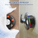 Bluetooth Speaker, Shower Speaker, IP7 Waterproof Portable Speakers Bluetooth 5.4 with HD Sound, RGB Light/LED Display/Hands-Free Call/Suction Cup