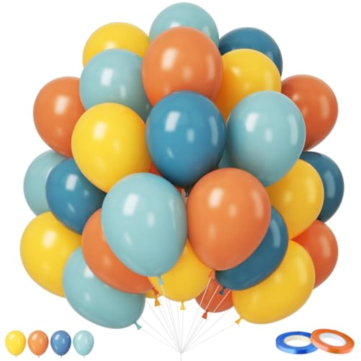 12 Inch Retro Blue Yellow Orange Balloons for Fall Thanksgiving Boho Birthday Party Decor