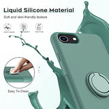 For Iphone 8/7/6S/6 Case With Stand & 2 Glass Screen Protectors - Green Liquid Silicone Shockproof Cover For Women, Girls, Boys