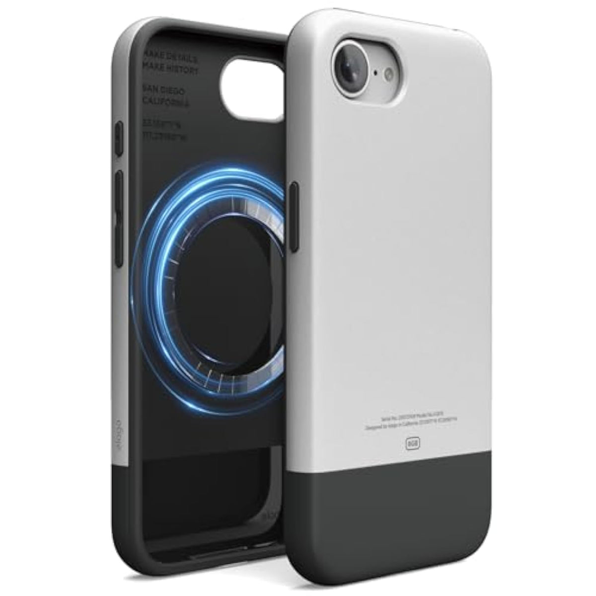 elago Magnetic Original 2G Case Compatible with iPhone 16e Case 2025, Precise Camera Cutouts, Strong Magnetism, Full Body Protective Cover, Shockproof, (Silver/Black)
