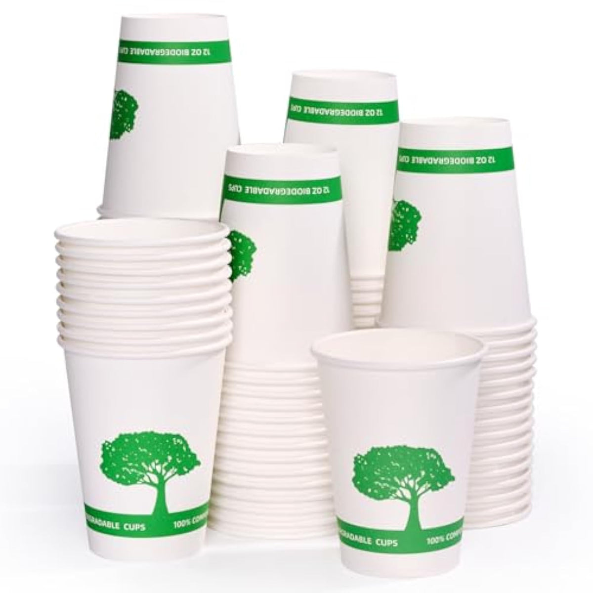 Vplus 270 Pack Compostable Paper Cups, 12 oz Biodegradable Disposable Paper Coffee Cups, Eco-friendly Hot Drinking Cups for Party, Picnic,Travel,and Events