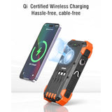 Solar Charger Power Bank, 42800Mah Wireless Portable Charger With Usb-C In/Output, Qc3.0 Fast Charging 15W 4 Ports Outdoor Battery Pack Built-In Dual Led Flashlights For Iphone Samsung Etc