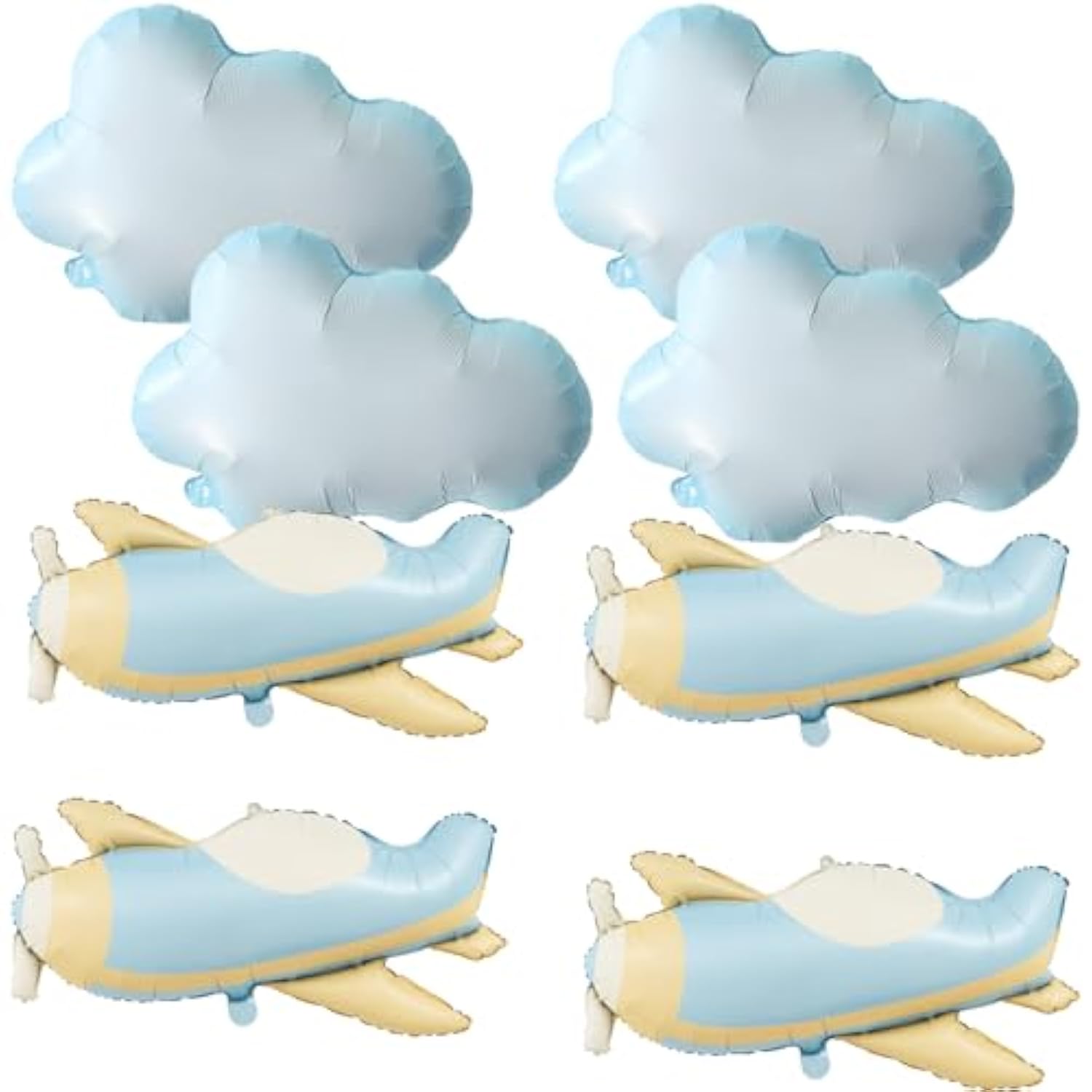 8pcs Cloud & Airplane Balloons Set for Baby Shower or Birthday Decorations