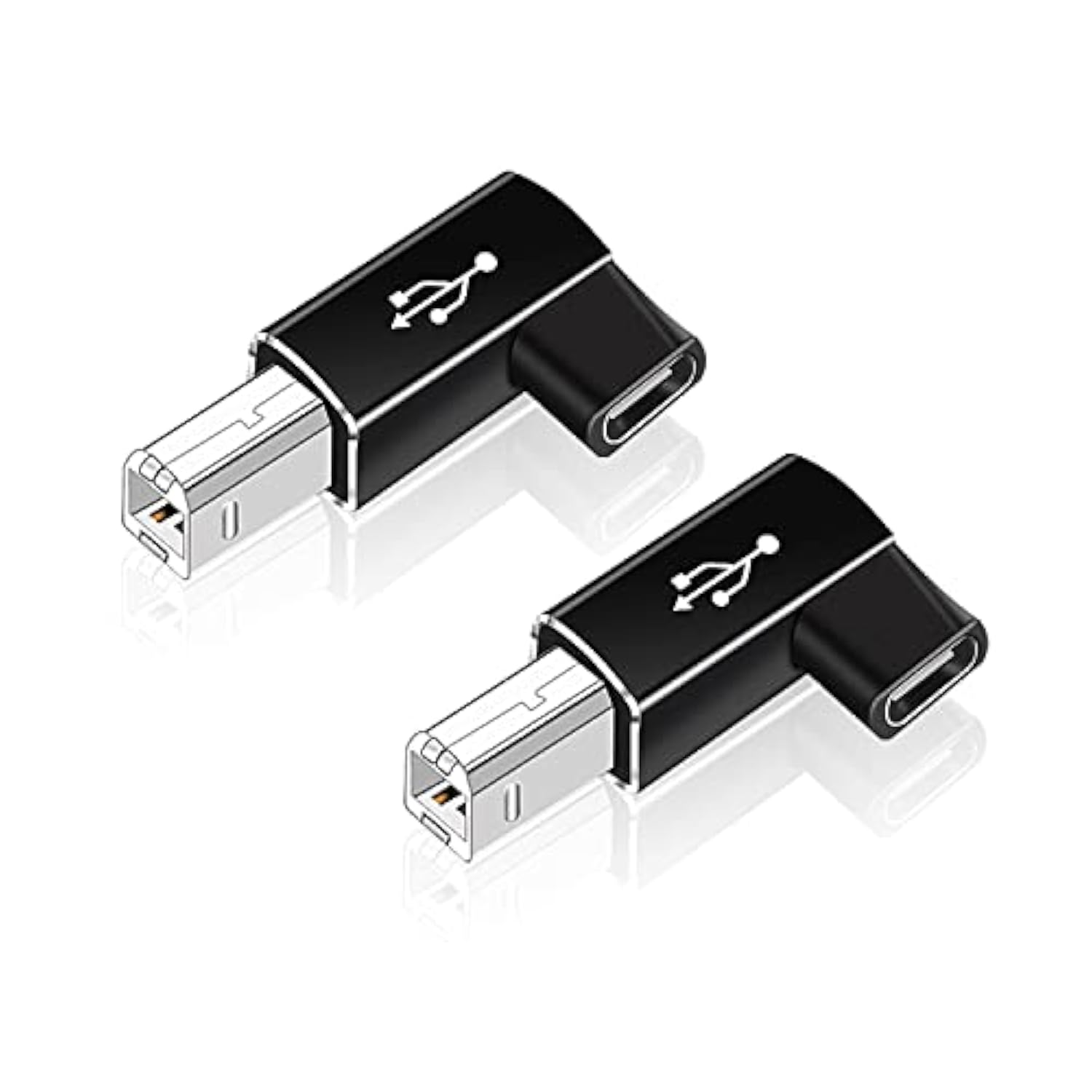 2 Pack Right Angle Usb B To Usb C Adapter, 90 Degree Type C Female To Midi Con