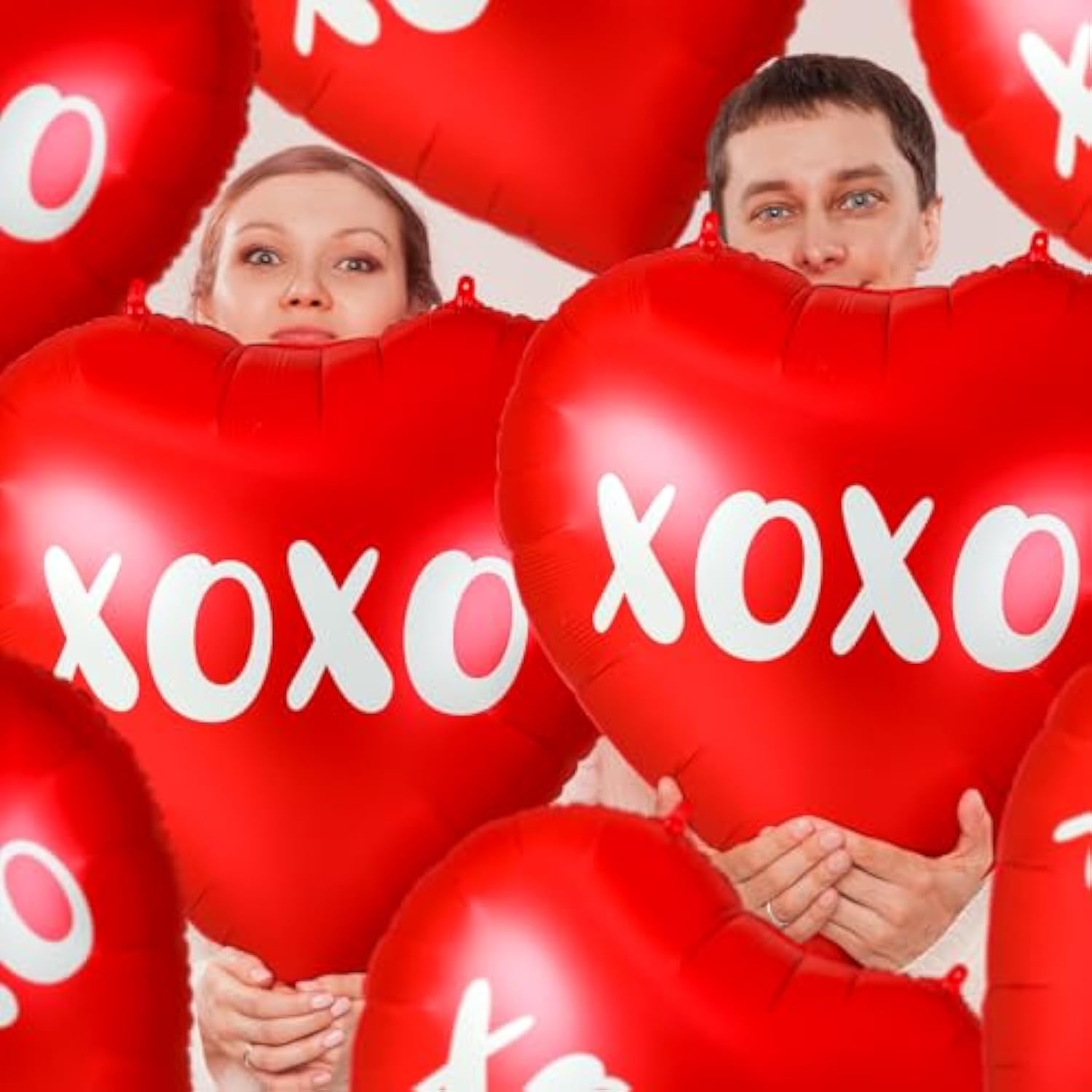 6 Pcs 32 Inches Large Heart Balloons Red Xoxo Huge Foil Heart Shaped Balloons Valentine'S Day Love Balloons Decorations For Galentines Day Wedding Anniversary Party Supplies